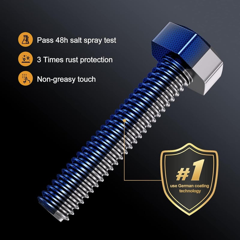 VIGRUE 305Pcs 1/4-20 Bolt and Nut Assortment Kit, 1/4-20 Black Button Head Socket Cap Screw Nuts Washers Kit, Assorted Allen Head Screws, Class 12.9 Alloy Steel - Image 4